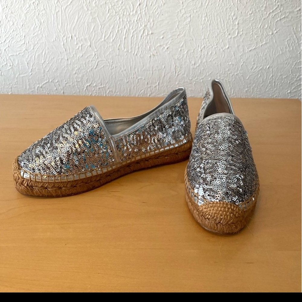 Dolce & Gabbana Silver Sequin Slip-on Shoes Size 38